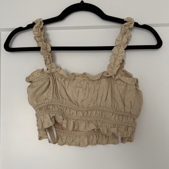 Lulus Linen Ruffled Crop - Picture 2 of 2